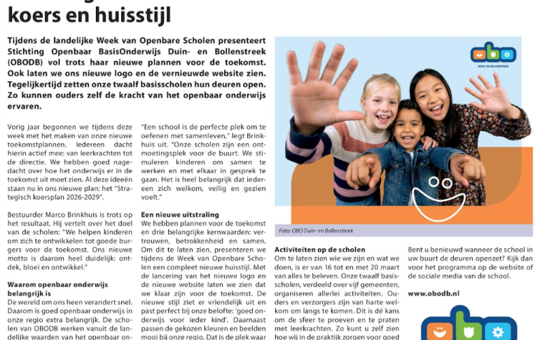 Stichting OBO Duin- en Bollenstreek lanceert nieuwe koers en huisstijl 